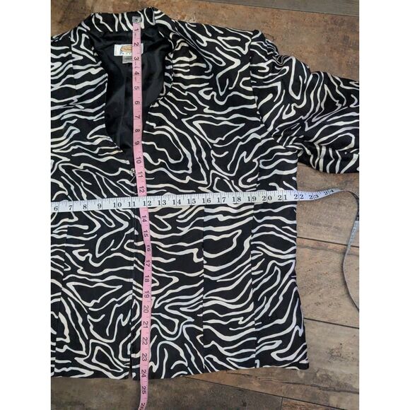 Talbots Woman 14W Silk Wool Blend Zebra Animal Print Jacket Blazer Vintage - Picture 5 of 6